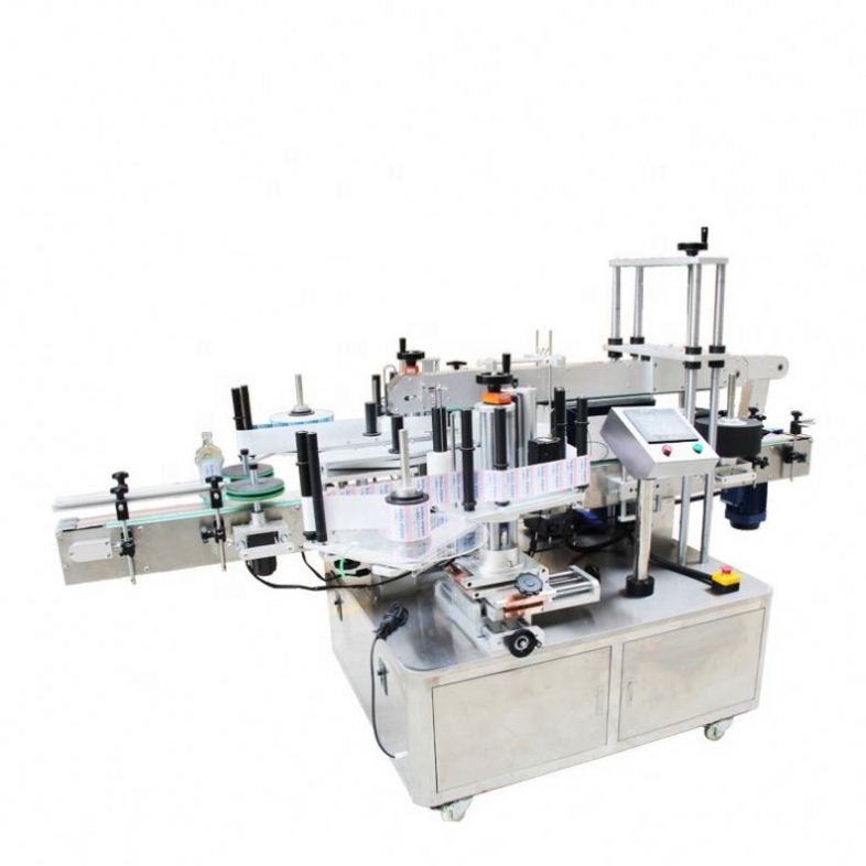 Máquina de etiquetado de etiquetas de botellas planas cuadradas automática para la parte delantera y la parte trasera de doble cara
