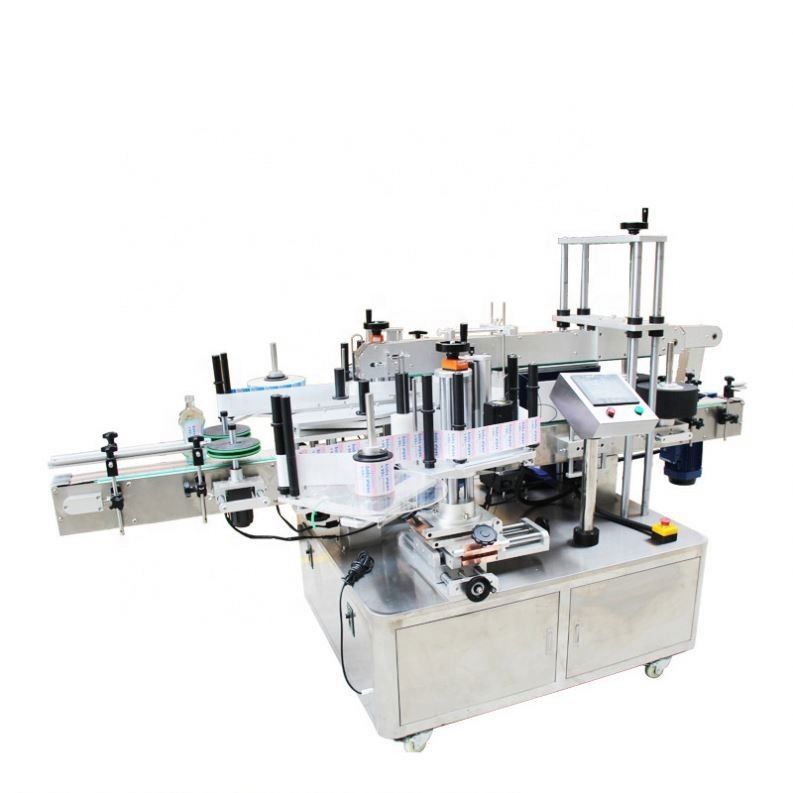 Máquina de etiquetado de etiquetas de botellas planas cuadradas automática para la parte delantera y la parte trasera de doble cara