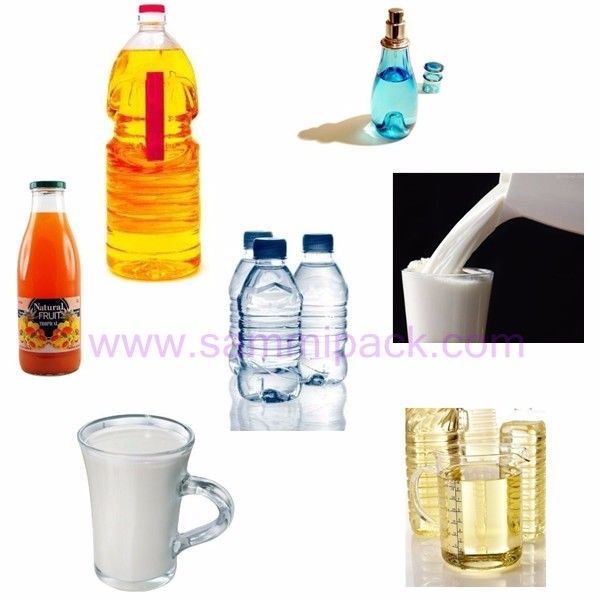 4 cabezas Máquina de llenado de líquido con accionamiento neumático para bebidas, aceite, champú, alcohol, perfumes