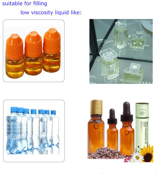 4 cabezas Máquina de llenado de líquido con accionamiento neumático para bebidas, aceite, champú, alcohol, perfumes