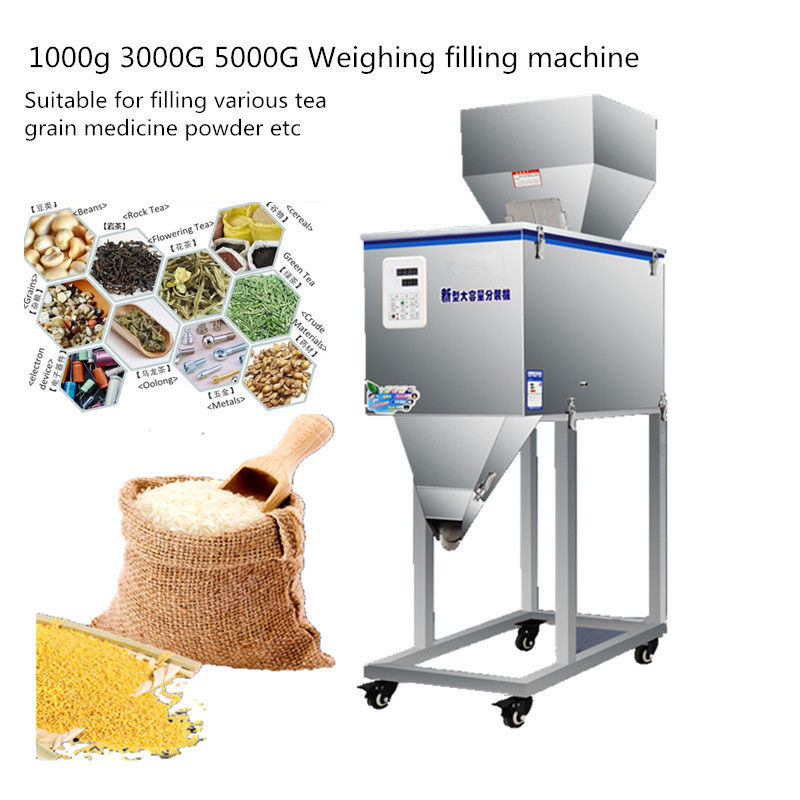 Máquina de embalaje semiautomática de gránulos/pólvora/arroz/café/especias de 100-2500 g con gran tolva