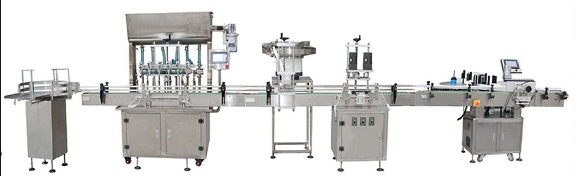 Línea de producción de líquidos 220V Automática de ketchup, mermelada, mayonesa, salsa, crema, botella de llenado, tapa y etiquetado