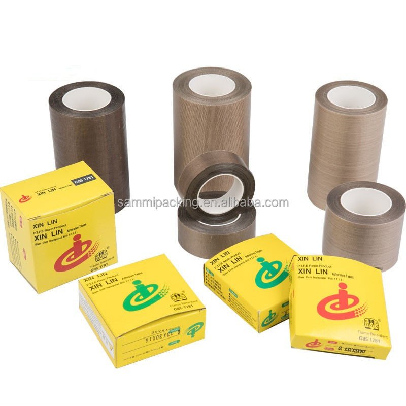Cintas de fibra de vidrio recubiertas de PTFE marrón para soldadura y sellado de cinturón Ancho 13/15/19/25/30/50MM