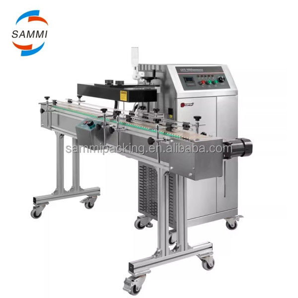 Máquina de sellado de inducción continua automática de tipo de suelo sellador térmico de inducción para botellas pequeñas de plástico