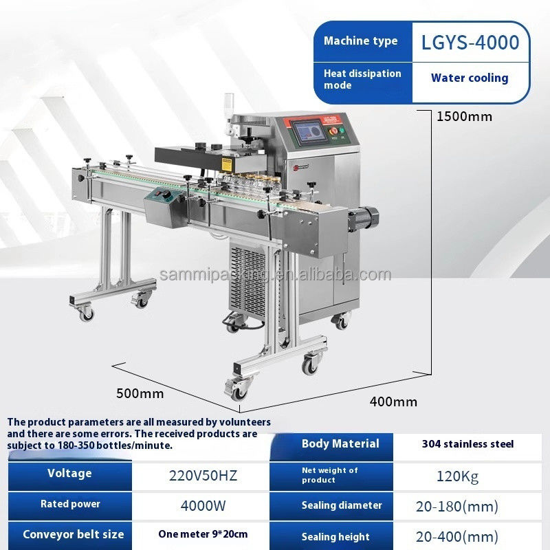 Máquina de sellado de inducción continua automática de tipo de suelo sellador térmico de inducción para botellas pequeñas de plástico