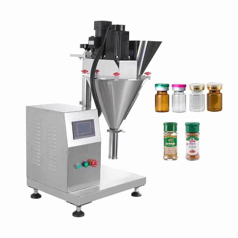 Máquina de llenado de polvo de banco conveniente, comercial, pequeña, de escritorio, para especias, harina, leche en polvo, llenadora de tornillo sinfín