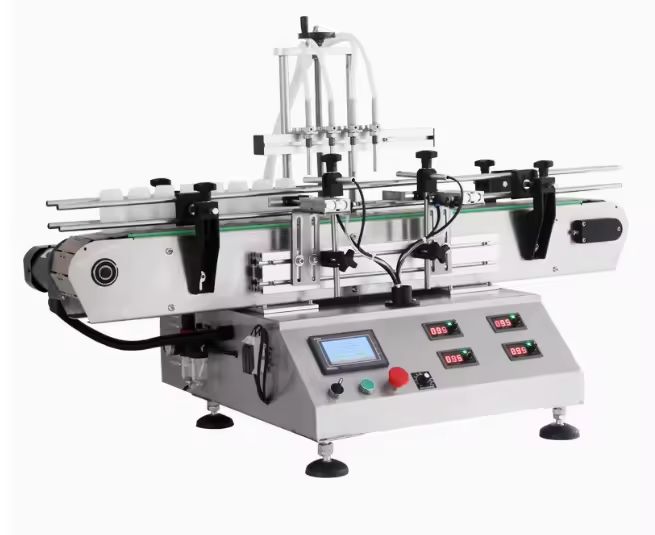 Máquina de Llenado de Líquidos de Escritorio Automática Pequeña para Aceite Esencial, Perfume, Llenado, Tapado y Etiquetado de Botellas con 4 Cabezales