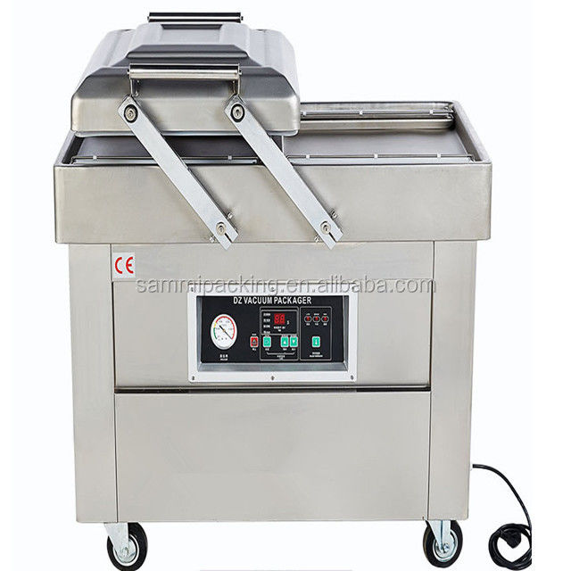 Máquina de embalaje a vacío de doble habitación DZ500/2SB para mariscos, carne, pollo, tofu, pescado, maní