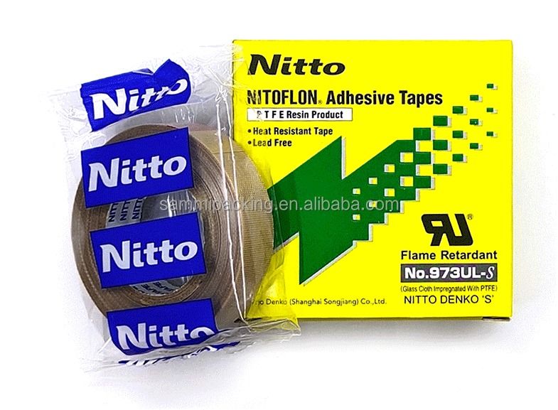 Tela adhesiva de película de fibra de vidrio saturada de plástico fluoroplástico Nitto Denko Nitoflon 973UL-S