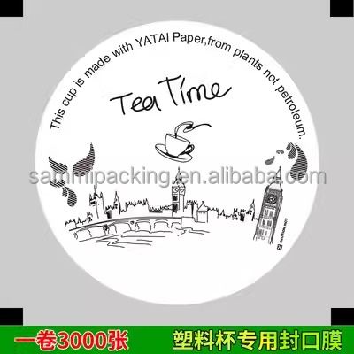 Película de sellado para tazas de papel de plástico para jugos y bebidas de té de leche