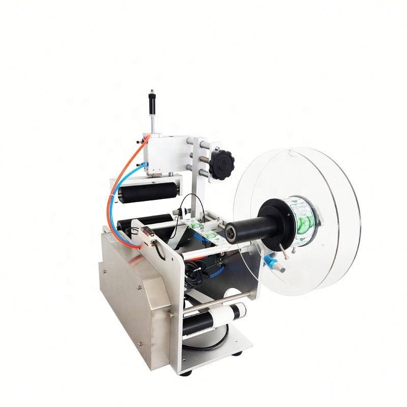 Máquina etiquetadora neumática semiautomática de alta eficiencia para botellas, fácil de operar, caja de madera, motor, rodamiento, PLC, caja de engranajes