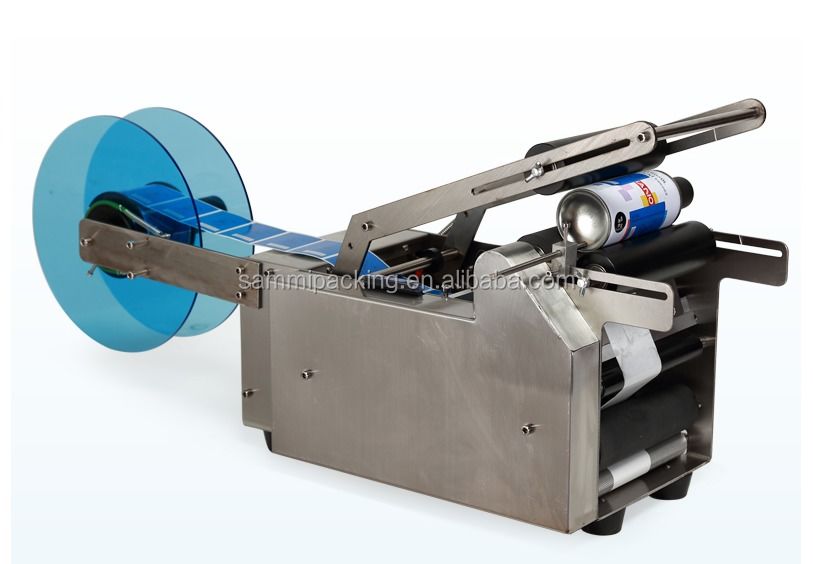 Etiquetadora semiautomática de botellas redondas MT-50, Máquina etiquetadora para latas y botellas de bebidas