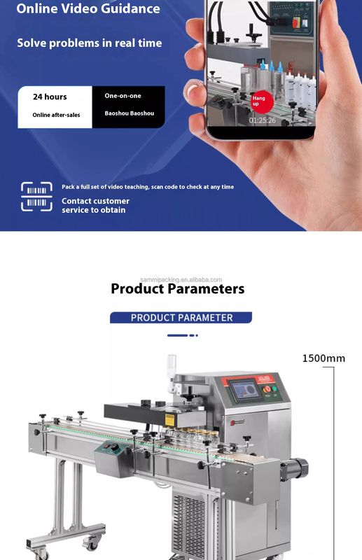 Máquina selladora por inducción de lámina de aluminio para latas y botellas de plástico, continua y totalmente automática