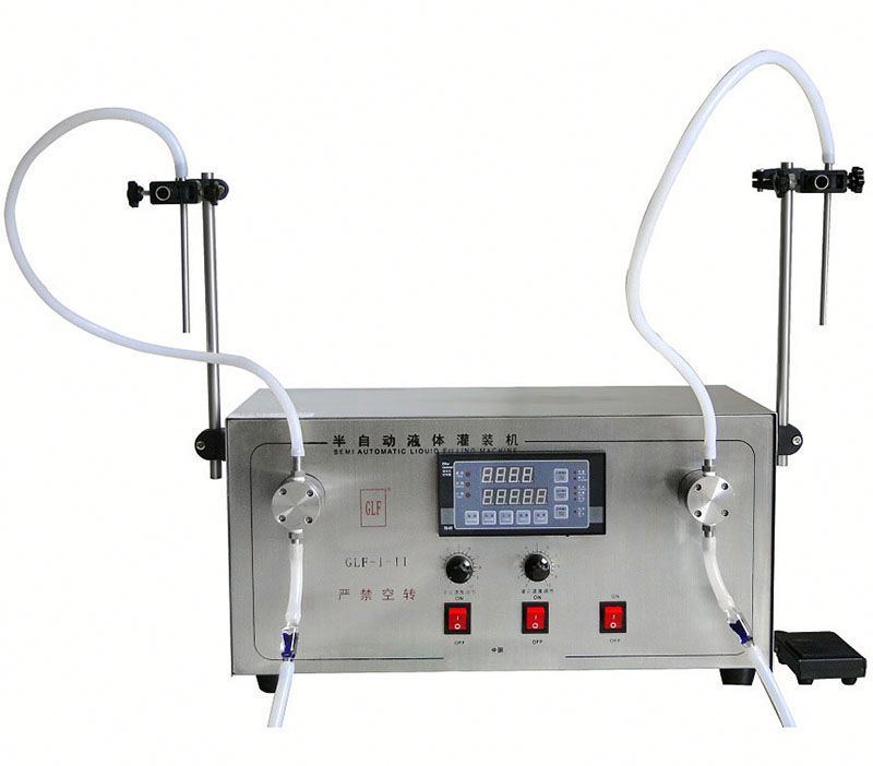Máquina de embotellado de aceite de oliva con bomba de engranaje GLF-I-II Máquina de llenado de líquido de doble cabeza, relleno de aceite (3-3000 ml)