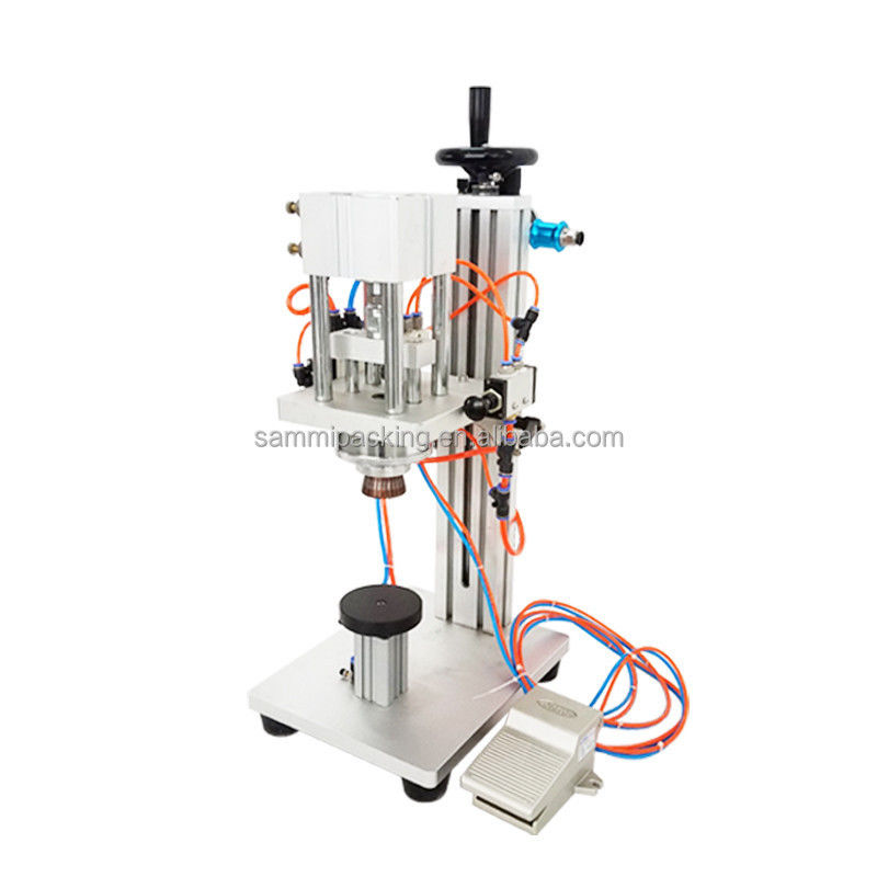 Máquina de crimpado de perfumes de mesa compacta profesional, neumática, semiautomática, para botellas pequeñas de 13 mm-20 mm, con boquilla de pulverización