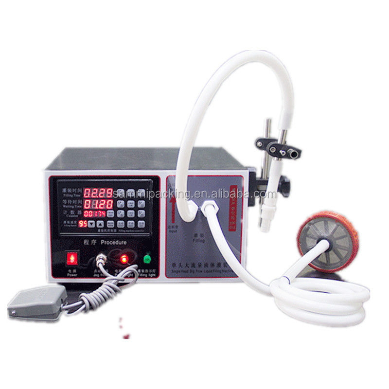 Máquina llenadora de líquidos pequeña de grado alimenticio semiautomática de acero inoxidable 304 para jugo, miel, aceite, agua con gas 17L/min