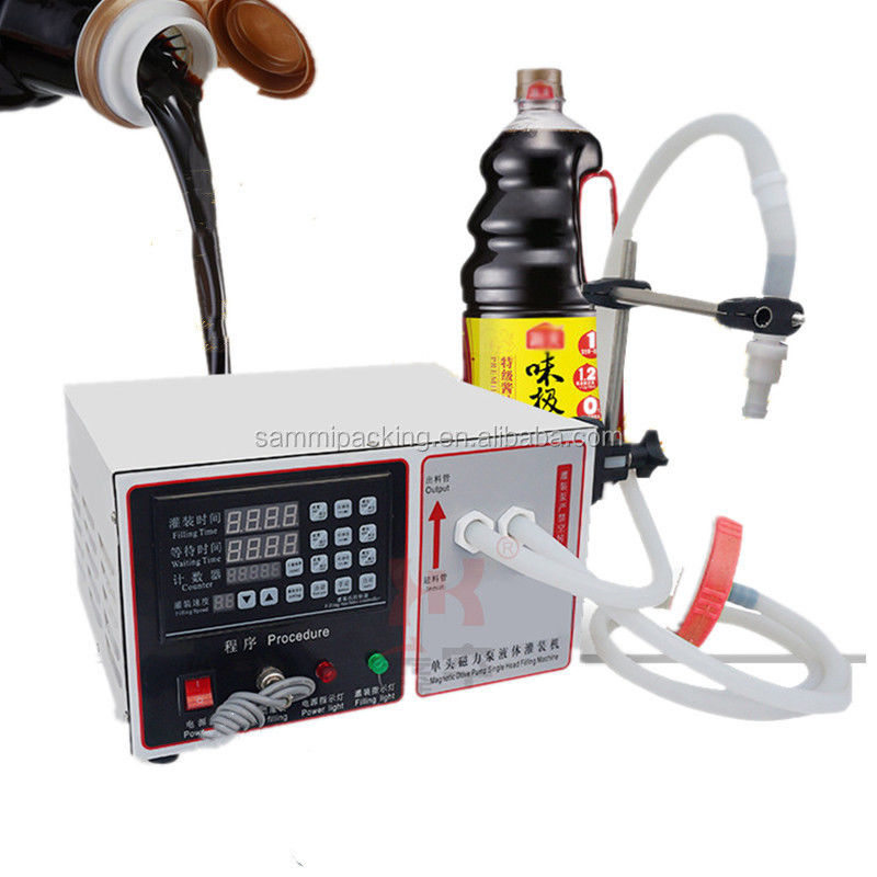 Máquina llenadora de líquidos pequeña de grado alimenticio semiautomática de acero inoxidable 304 para jugo, miel, aceite, agua con gas 17L/min