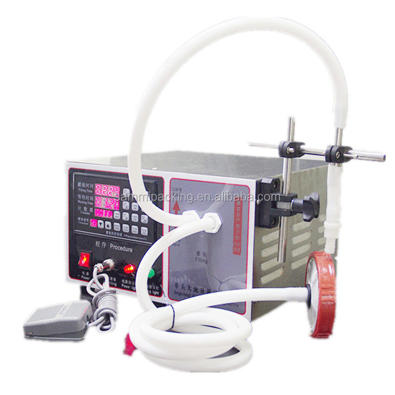 Máquina llenadora de líquidos pequeña de grado alimenticio semiautomática de acero inoxidable 304 para jugo, miel, aceite, agua con gas 17L/min