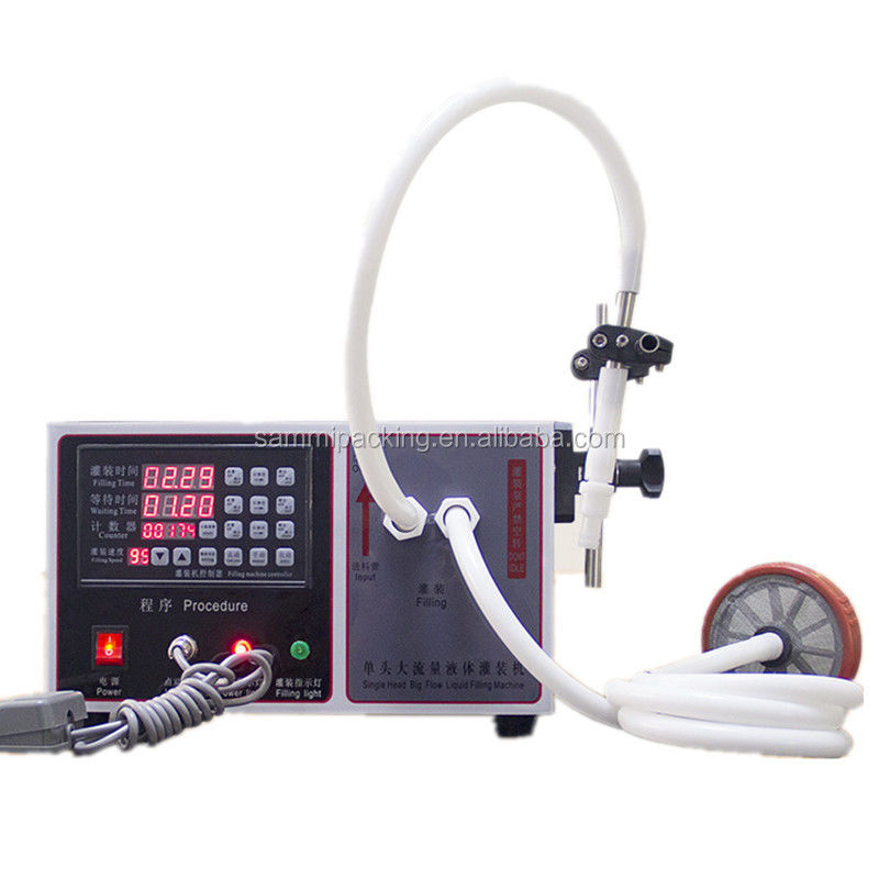 Máquina llenadora de líquidos pequeña de grado alimenticio semiautomática de acero inoxidable 304 para jugo, miel, aceite, agua con gas 17L/min