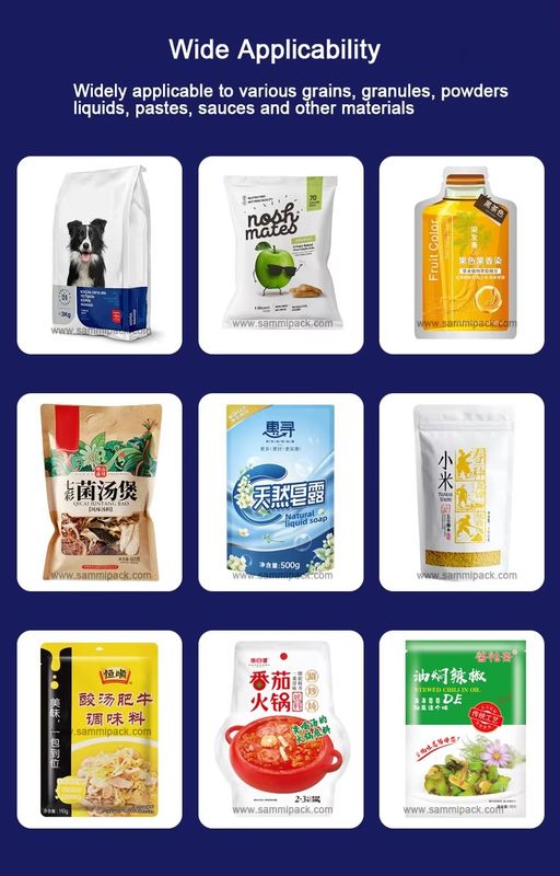 Nuevo diseño totalmente automático Stand Up Pocket Bag Granulo de llenado y sellado de la máquina de embalaje de polvo granulo de embalaje de bolsa vertical