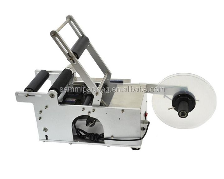 Máquina etiquetadora semiautomática de botellas redondas MT50, Etiquetadora semiautomática, Máquina etiquetadora semiautomática