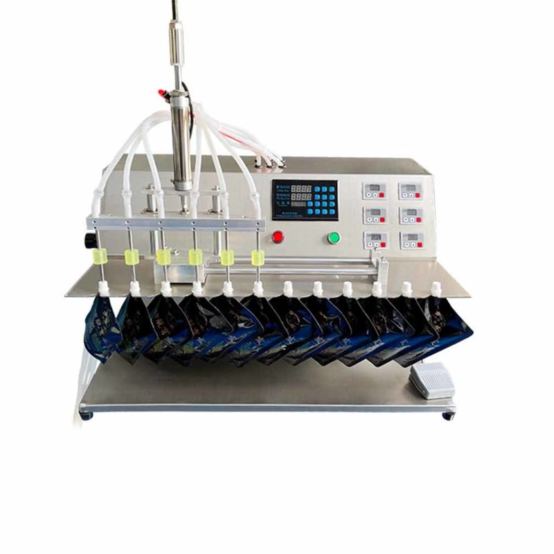 2025 Nuevas boquillas dobles agua líquida chorro bolsa de bolso máquina de llenado de bocalas de pie bolsa semi-automática de llenado y sellador