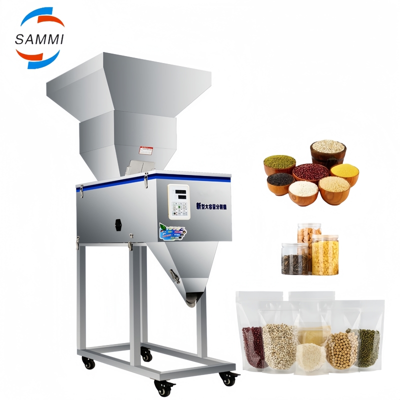 Máquina de llenado de polvo de especias seca de alta calidad de 2500 g, dispensador de gránulos para bebidas de agua, granos, nueces y sal