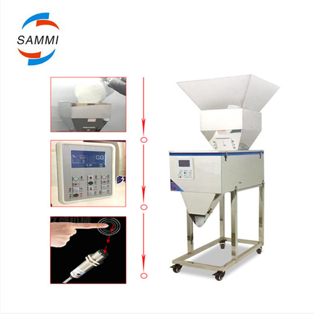 High Quality 100-3000g Semi Automatic Granule/Powder/Rice/Coffee/Spice Weighing Filling Machine with Big Funnel