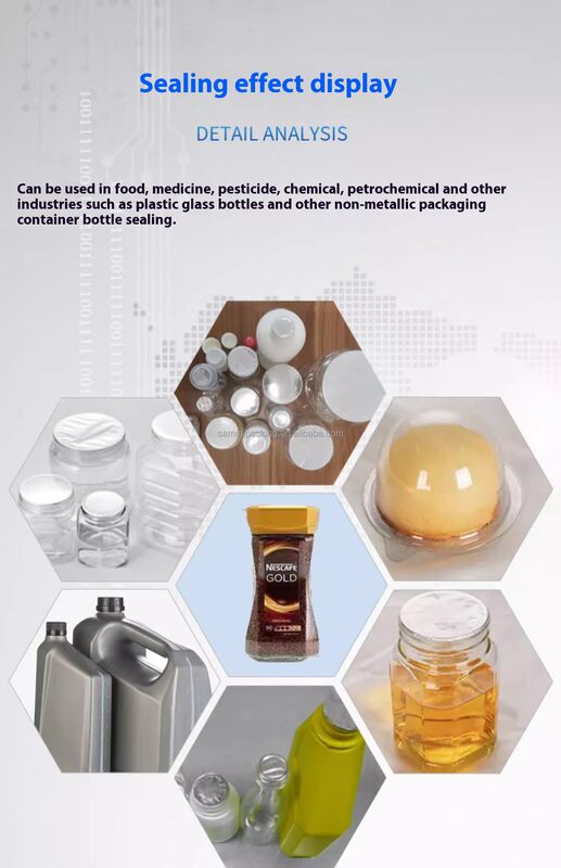 Máquina selladora por inducción de tapas de aluminio para botellas, frascos y latas de vidrio y plástico semiautomática de alta eficiencia