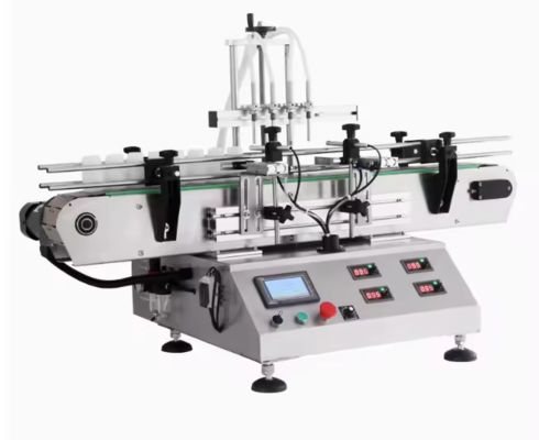 4 cabezas Máquina de llenado de líquido de bomba magnética automática de mesa para aceite de agua de jugo