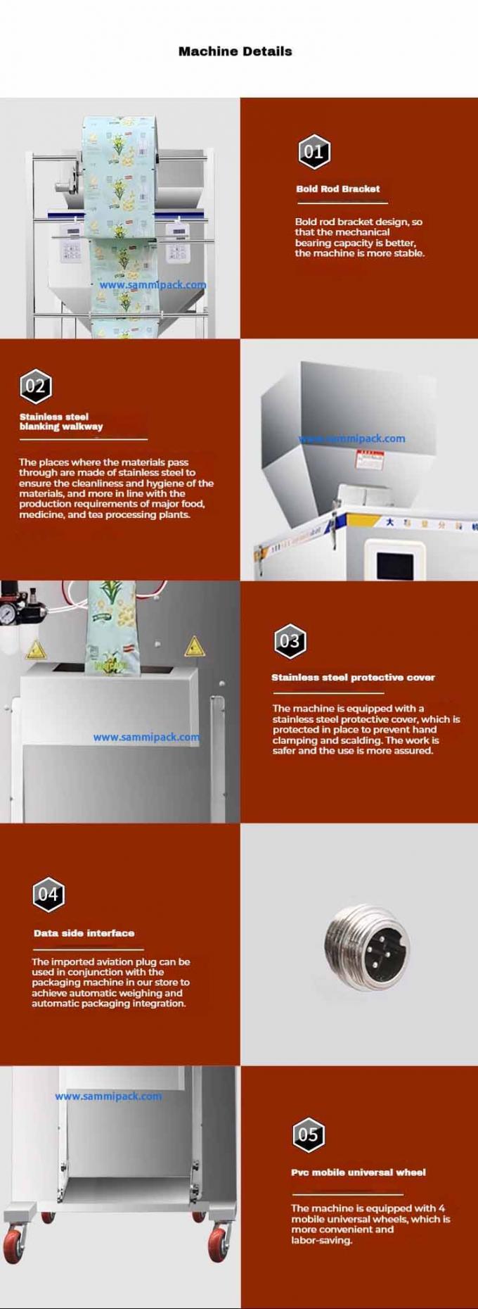 Máquina Empaquetadora de Llenado de Azúcar de Doble Cabezal Multifuncional para Granos de Café con Pesaje 500g 1000g 450*470*1750MM Producto 5