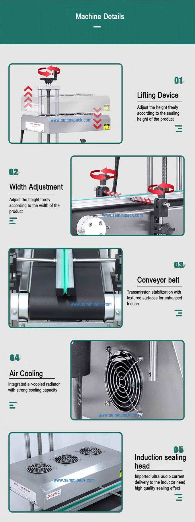 Máquina de sellado por inducción automática vertical continua de alta eficiencia para latas de bebidas barriles de papel de aluminio 5