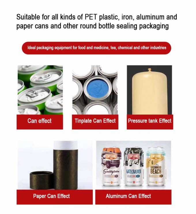 Máquina automática de sellado y tapado de mesa para latas de leche en polvo, pintura, bebidas, alimentos, sardinas y atún 5