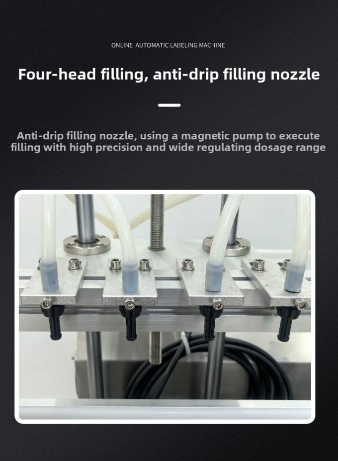 Máquina de recubrimiento de líquido de bomba magnética de escritorio automática de alta velocidad de 4 cabezas para bebidas de agua 3