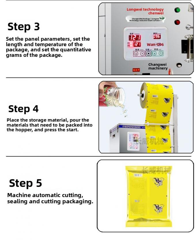 Máquina envasadora multifuncional totalmente automática para palomitas de maíz, patatas fritas y harina de frutos secos 21